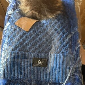 UGG Blue Knit Hat & Scarf